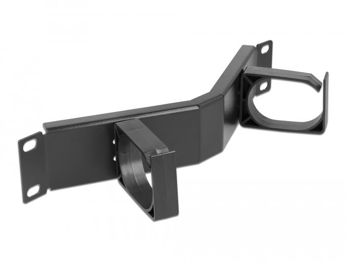 Delock 10″ Kabelmanagement-Patchpaneel met 2 haken schuin 1 U hoog - Delock