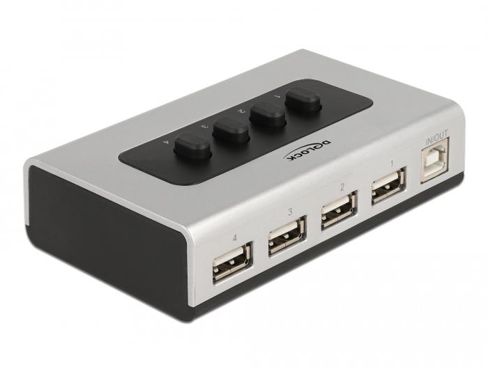 Delock schakelt USB 2.0 met 1 x Type-B-aansluiting op 4 x Type-A-aansluiting handmatig - Delock