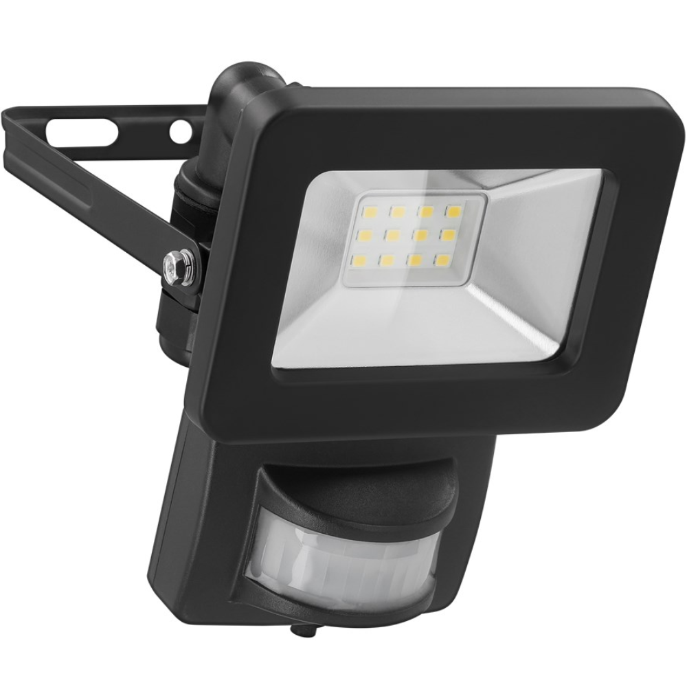 LED outdoor floodlight, 10 W, with motion sensor with 850 lm, neutral w