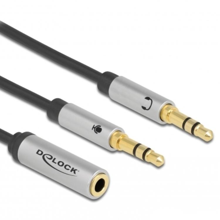 Delock Adapter: 1x 3,5mm 4-pins naar 2x 3,5mm 3-pins - Delock