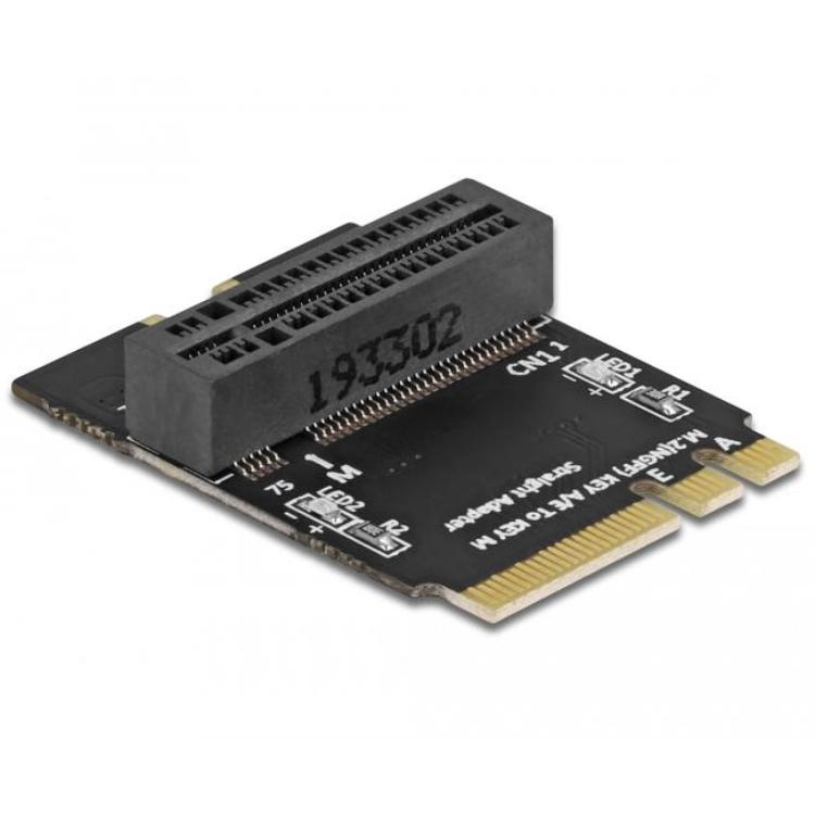 Delock Adapter M.2 Key A+E Stekker naar Key M-slot haaks met beugel - Delock