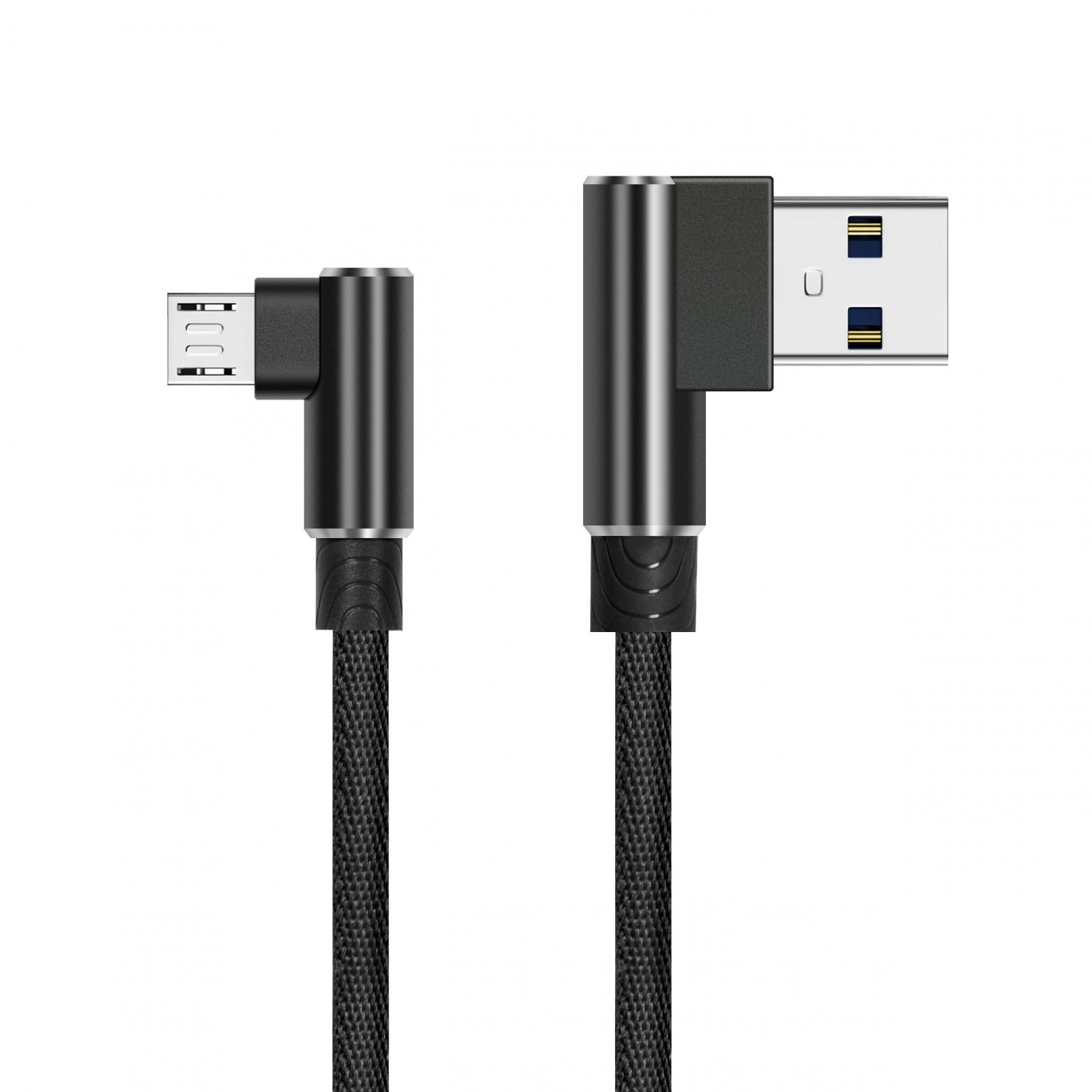 Micro USB kabel - Versie: 2.0 - High Speed, Extra: Gevlochten Aansluiting 1: USB A male, 2: Micro USB male, Lengte: 1 meter
