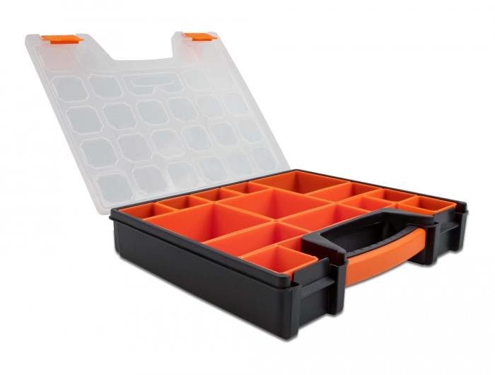 Delock sorteerdoos met 14 vakken 312 x 272 x 60 mm oranje/zwart - Delock