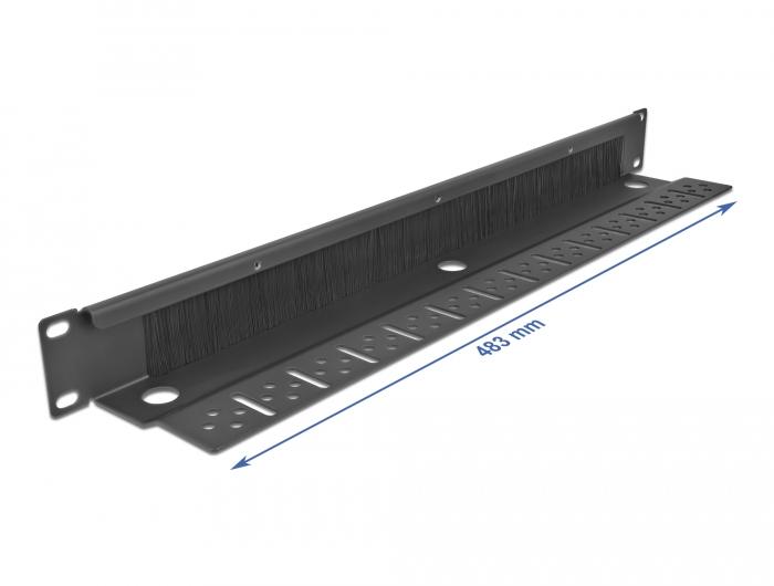 Delock 19″ Kabelmanagement-borstelstrip met kabelbevestiging 1 HE zwart - Delock