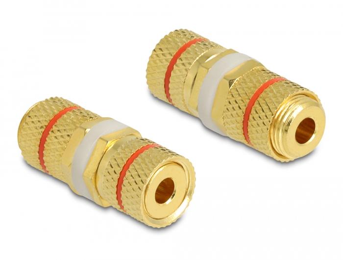 Delock Audio-adapter Polklem naar Polklem voor inbouw, rode kleurmarkering - Delock