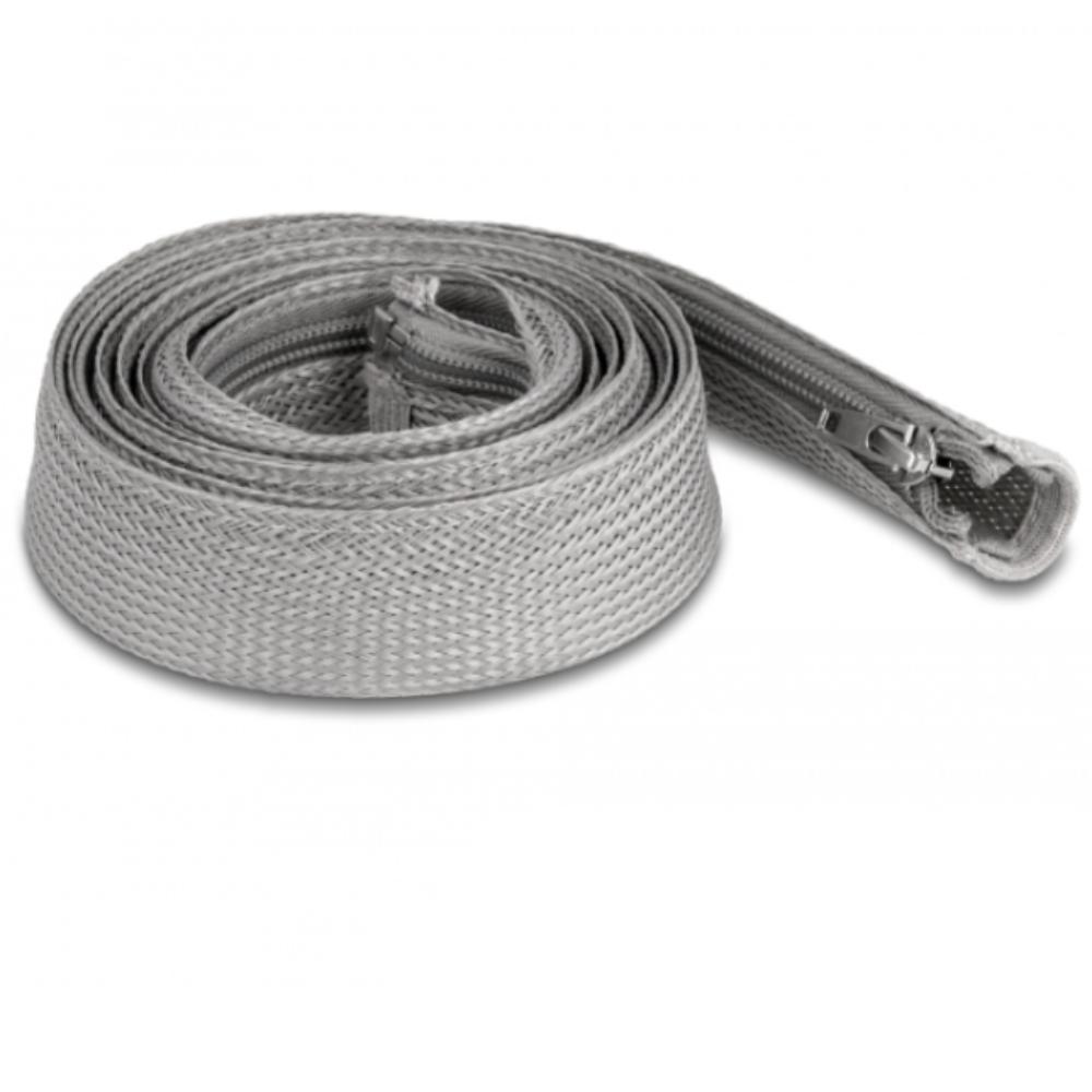Delock Geflochten slang met rits hittebestendig 2 m x 30 mm grijs - Delock