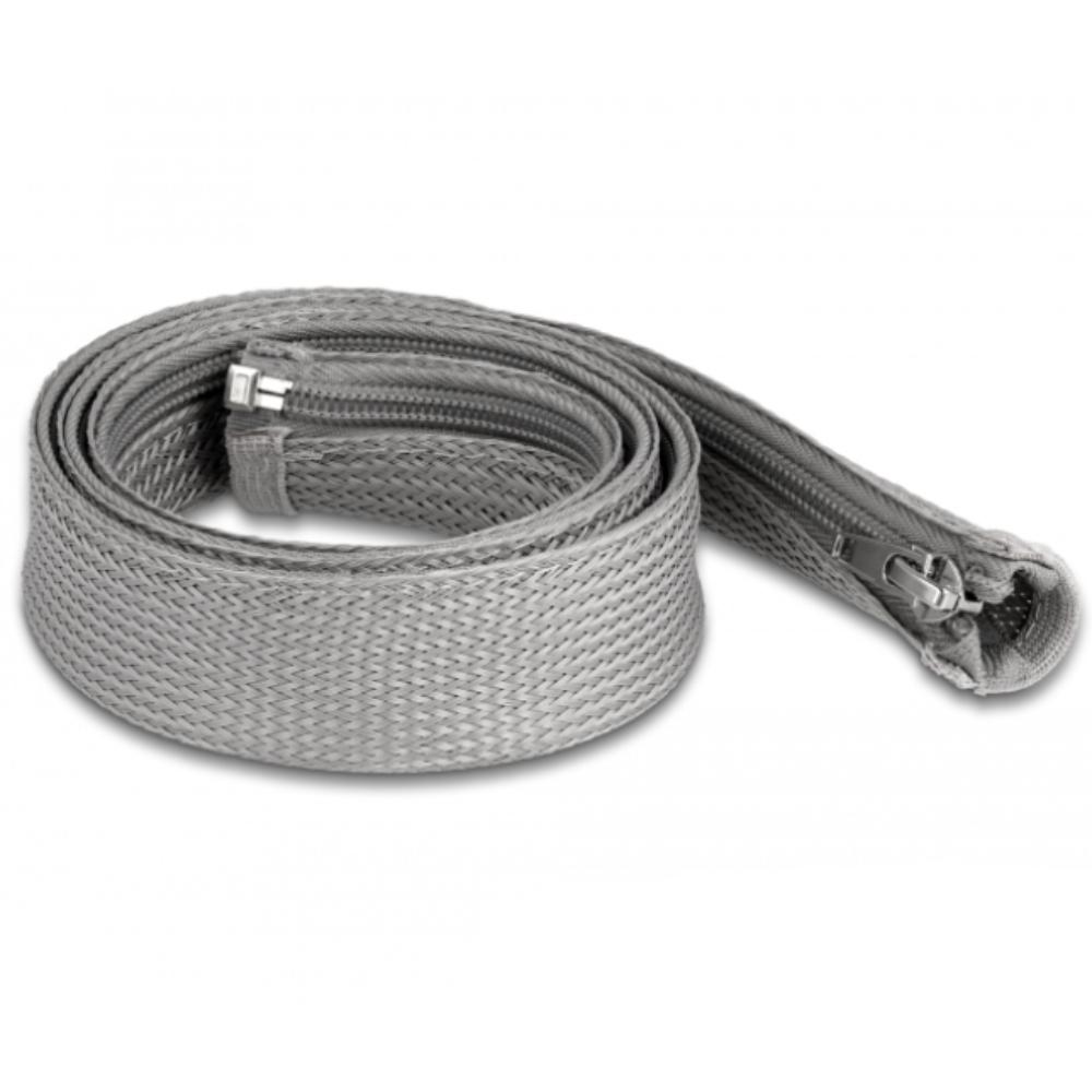 Delock Geflochten slang met rits hittebestendig 1 m x 30 mm grijs - Delock
