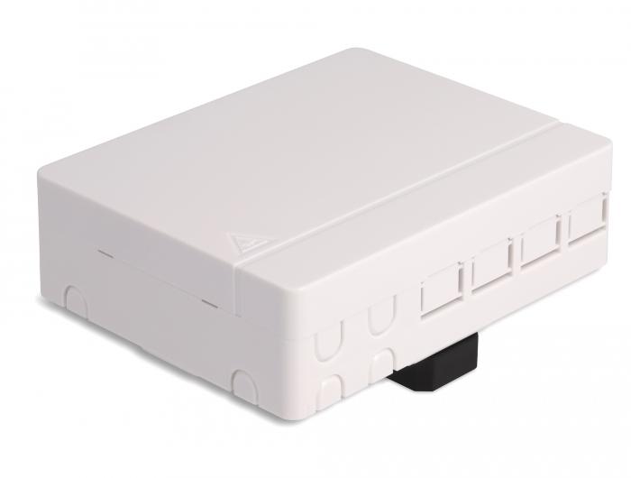 Delock Glasvezel-aansluitdoos voor DIN-rail 4 x SC Simplex of LC Duplex wit - Delock