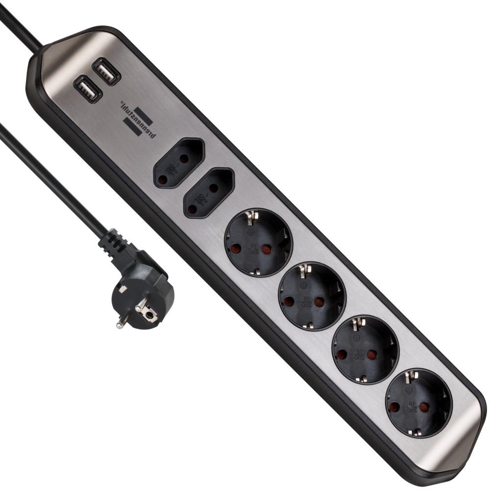 Stekkerdoos - 6-voudig - USB - Brennenstuhl