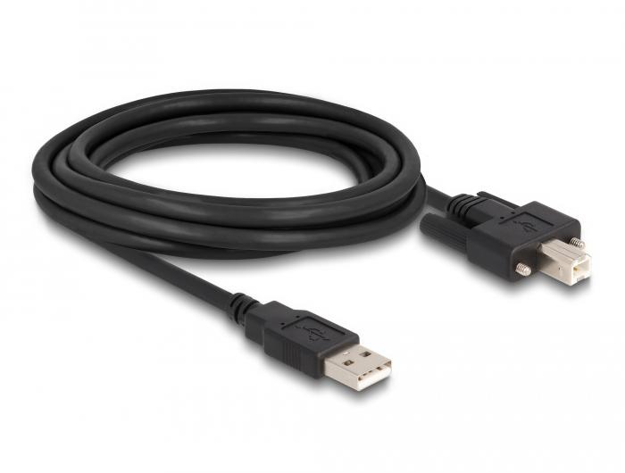 Delock Kabel USB 2.0 Type-A Stekker naar Type-B Stekker met schroeven 3 m - Delock