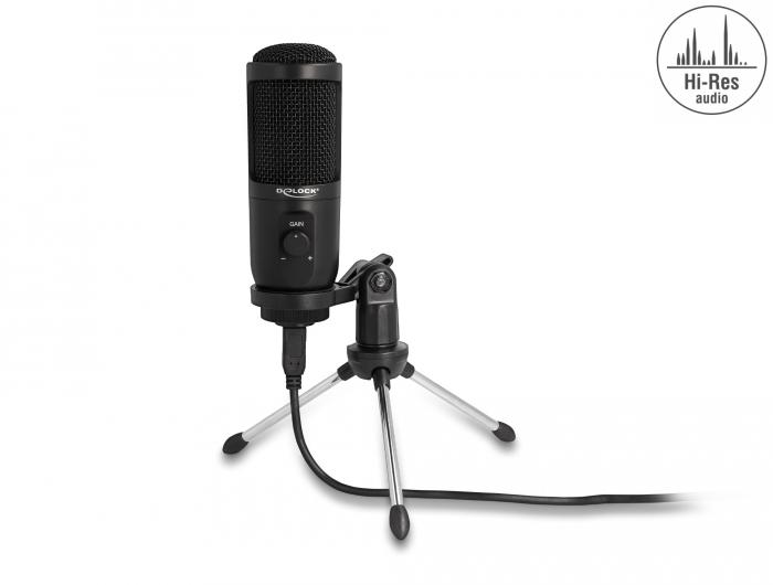 USB Condenser Microfoon met Standaard 24 Bit / 192 kHz voor PC en Laptop - Delock