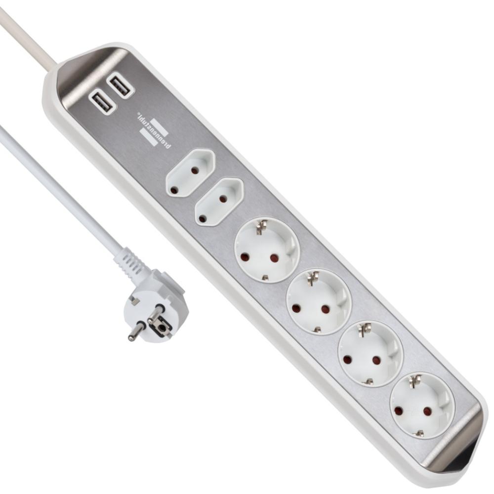 Stekkerdoos - 6-voudig - USB - Brennenstuhl
