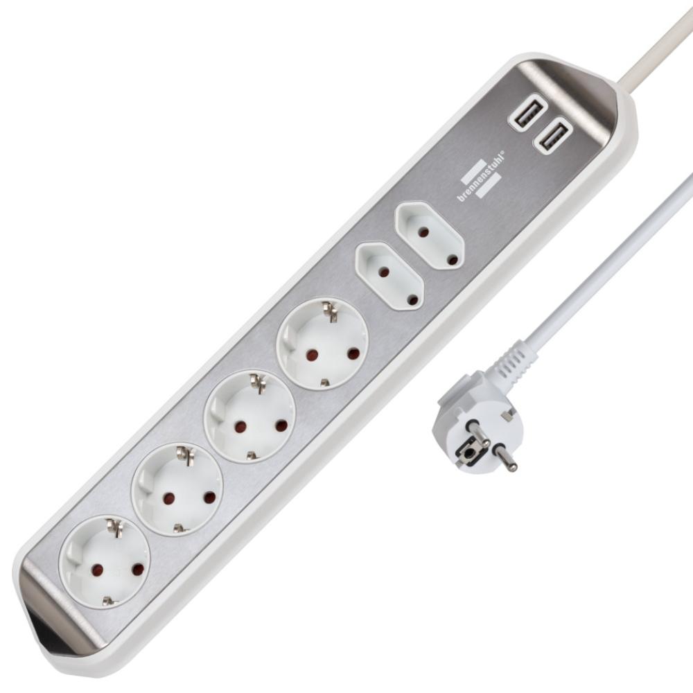 Stekkerdoos - 6-voudig - USB - Brennenstuhl
