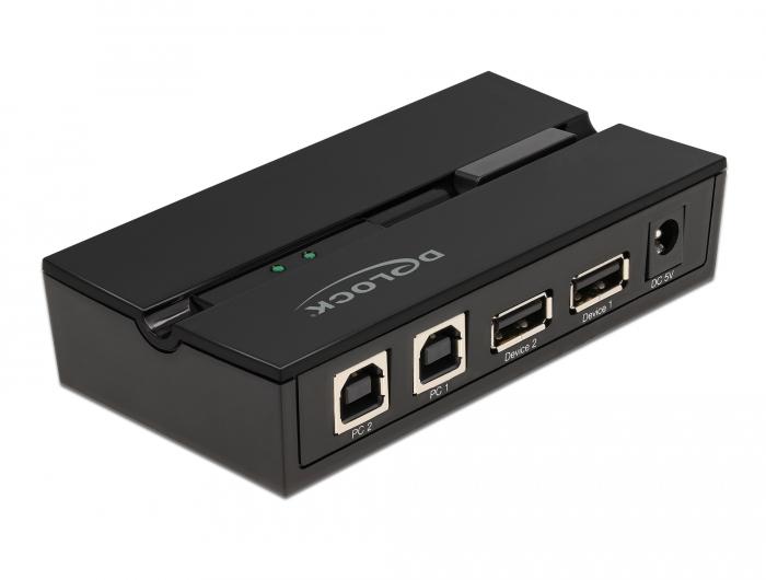 Delock USB 2.0 Schakelaar voor 2 pc's op 2 apparaten - Delock