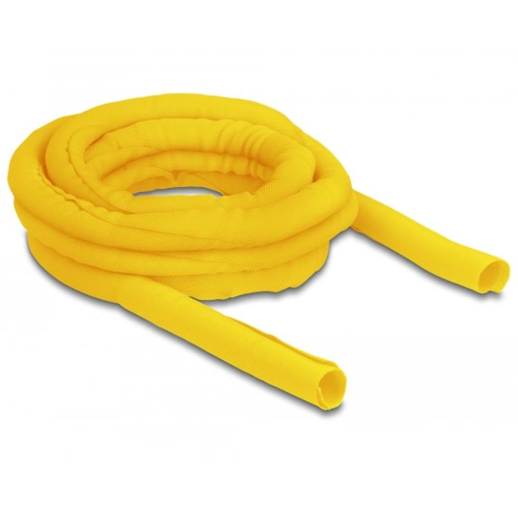 Delock geweven slang, zelfsluitend, 5 m x 19 mm, geel. - Delock
