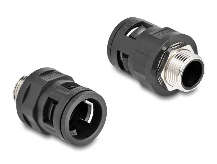 Delock slangklem met messing buitengewinde M20 zwart 2 stuks - Delock