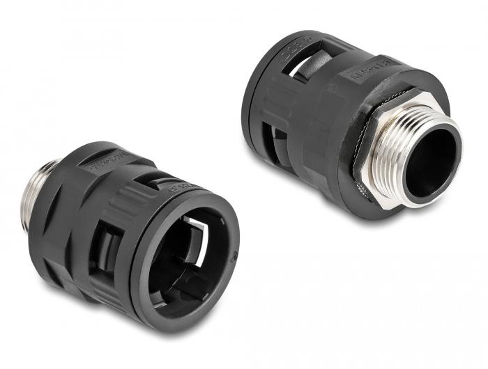 Delock slangenklem met messing buitengewinde M25 zwart 2 stuks - Delock
