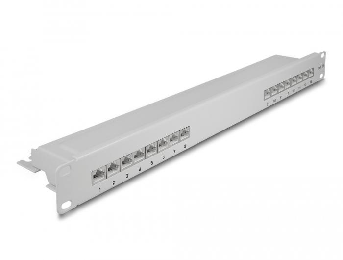 Delock 19″ Patchpaneel 16 Poorten Cat.6A 1 HE grijs - Delock