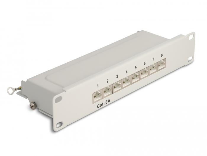 Delock 10″ Patchpaneel 8 poort Cat.6A 1 HE grijs - Delock