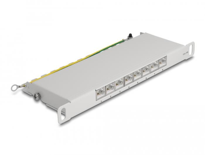 Delock 10″ Patchpaneel 8-poorts Cat.6A 0,5 HE grijs - Delock