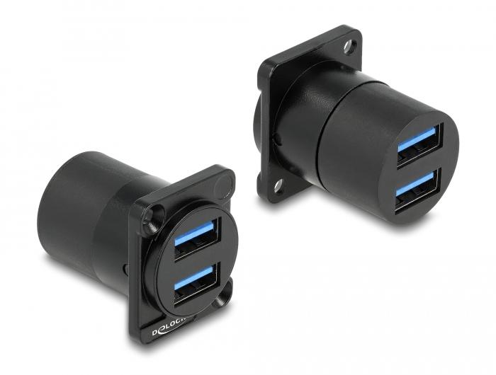 Delock D-type module USB 3.2 Gen 1 type-A 2 x female connector to 2 x female connector