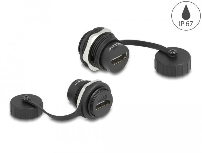Delock HDMI-A inbouwbus met afsluitkap IP67 stof- en waterdicht