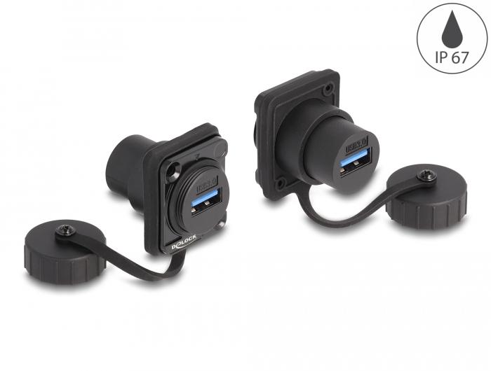 D-type inbouwmodule USB-A female naar USB-A female IP67