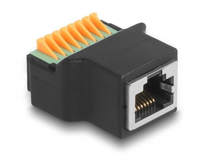 Delock RJ45-aansluiting naar terminalblok met drukknop adapter