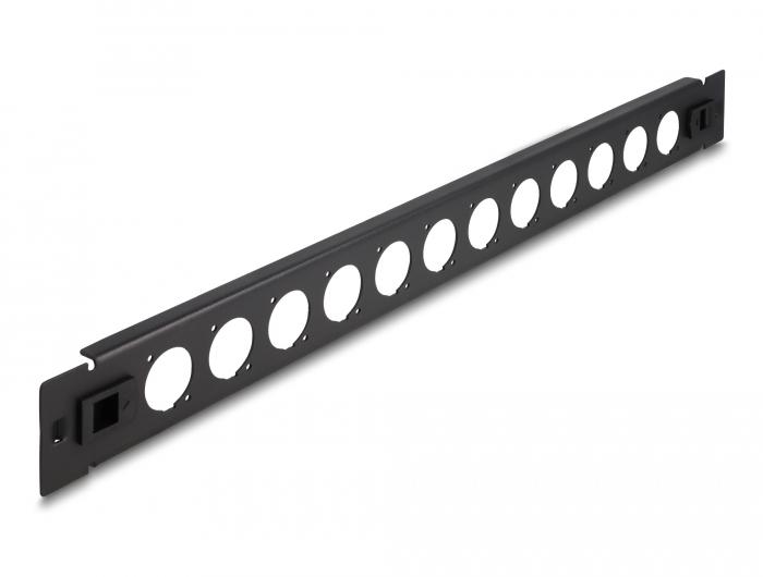 Delock 19″ D-Type Patchpaneel 12 poort gereedschapsvrij zwart - Delock