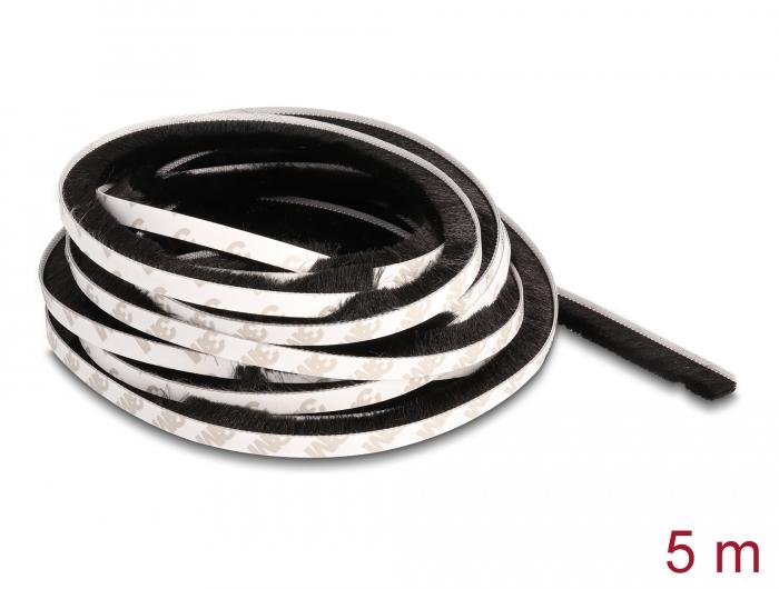 Delock Borstelstrip zelfklevend 10 mm - Lengte 5 m zwart - Delock