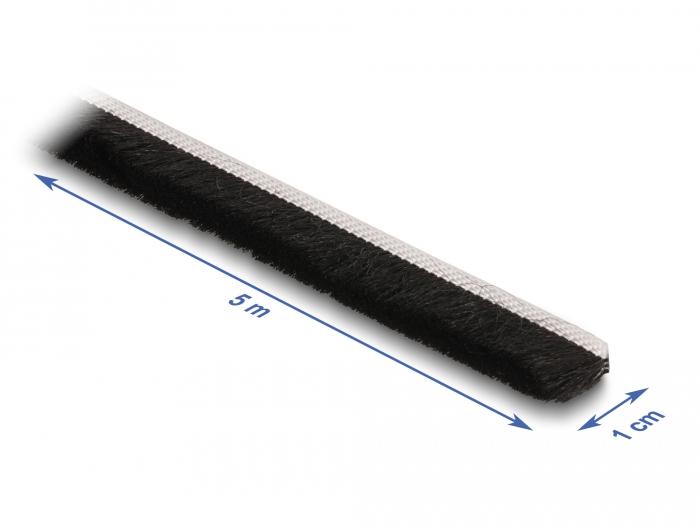 Delock Borstelstrip zelfklevend 10 mm - Lengte 5 m zwart - Delock