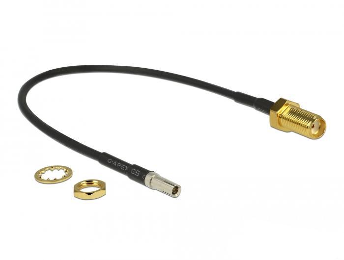 Delock Antennekabel SMA-aansluiting voor inbouw > TS-9 stekker RG-174 20 cm zwart - Delock
