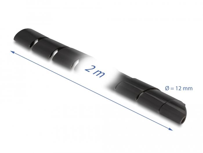 Delock flexibele spiraalslang 2 m x 12 mm zwart - Delock