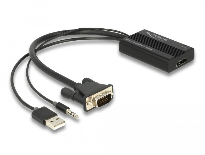 Delock HDMI naar VGA adapter met audio 25 cm - Delock