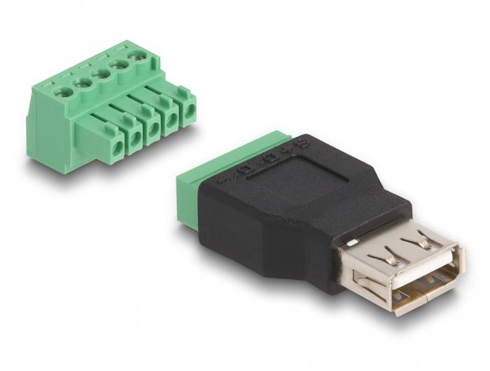 Delock USB 2.0 Typ-A connector naar terminalblok adapter 2-delig