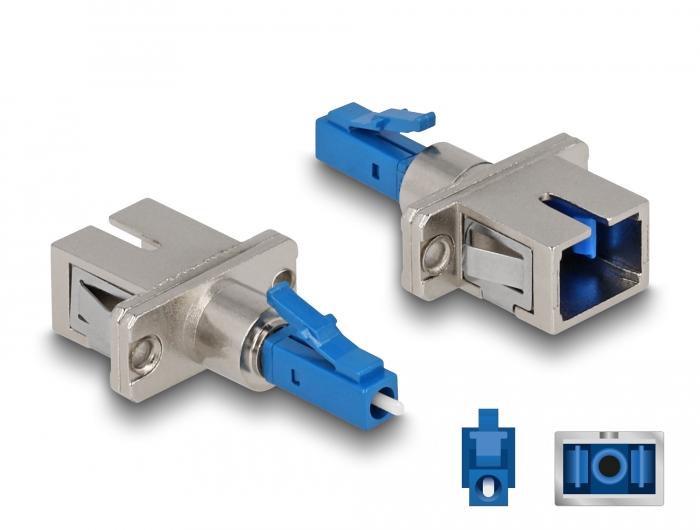 Delock Glasvezel-Hybride-Adapter LC Simplex Stekker naar SC Simplex Stekker blauw - Delock