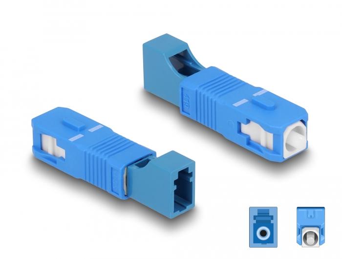 Glasvezel Hybride Koppeling SC Simplex Stekker naar LC Simplex Aansluiting blauw