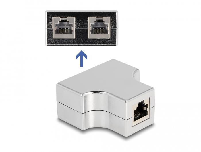 Delock RJ45 Splitter / T-Adapter 1 x RJ45 Aansluiting naar 2 x RJ45 Aansluiting Cat.5e