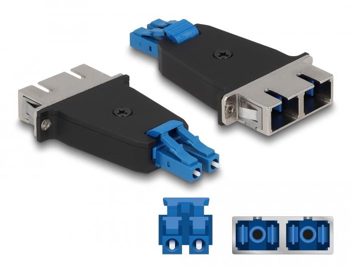 Delock LWL Hybrid Koppeling LC Duplex Stekker naar SC Duplex Aansluiting blauw - Delock