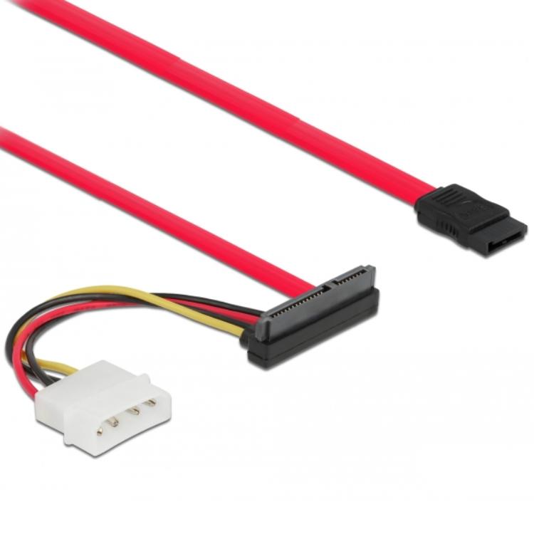 Delock Kabel SATA 6 Gb/s 7-pins connector + Molex 4-pins voedingsconnector > SATA 2 - Delock