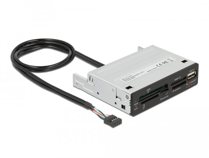 Delock 3,5″ USB 2.0-kaartlezer 5 slots + 1 x USB 2.0 Type-A-aansluiting - Delock