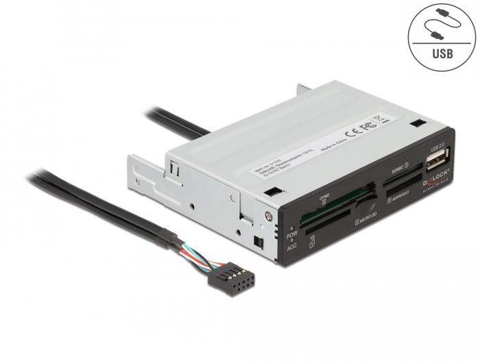 Delock 3,5″ USB 2.0-kaartlezer 5 slots + 1 x USB 2.0 Type-A-aansluiting - Delock