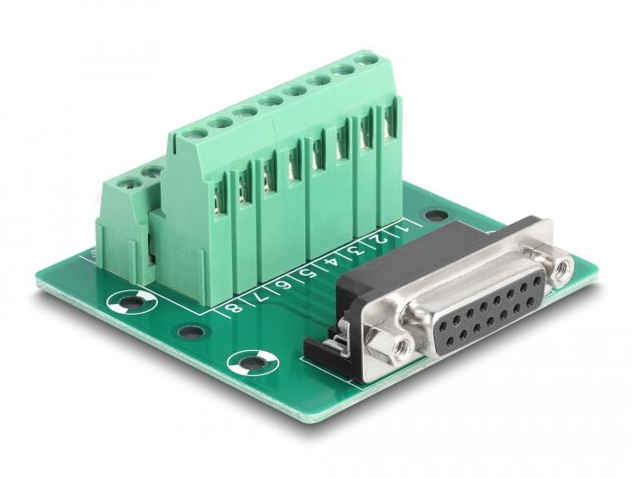 Delock D-Sub 15-polige connector naar klemmenblok voor DIN-rail - Delock