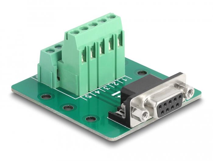Delock D-Sub 9-polige stekker naar klemmenblok voor DIN-rail - Delock