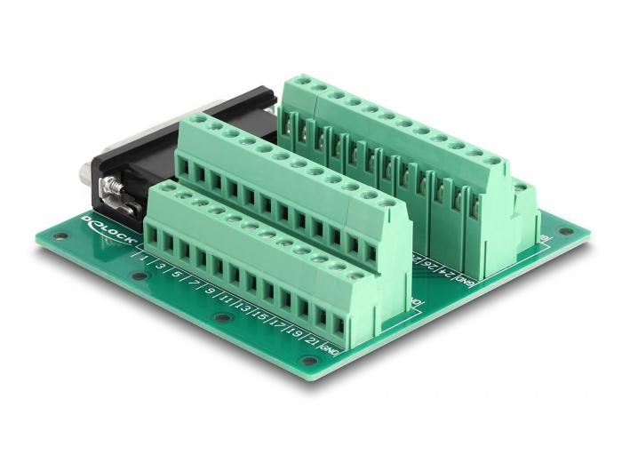 Delock D-Sub HD 44-pins connector naar klemmenblok voor DIN-rail - Delock