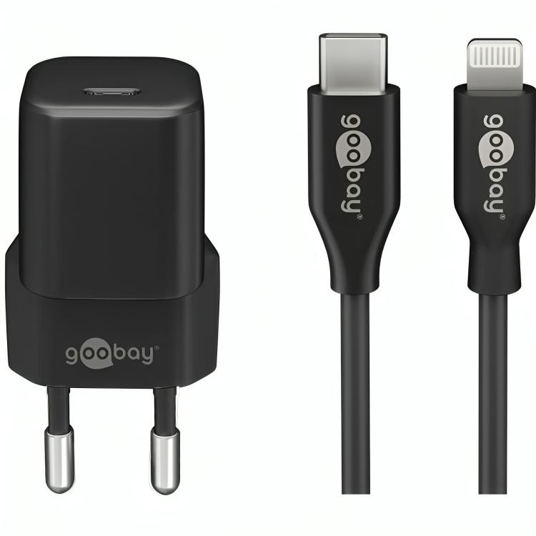 USB C oplader + USB Lightning kabel - Goobay
