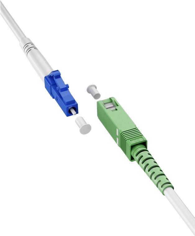 Glasvezel kabel - SC-APC - LC-UPC - Kabeltype: Simplex - 9/125µm Vezeltype:  Singlemode - OS2 Aansluiting 1: 1x SC-APC male Aansluiting 2: 1x LC-UPC  male Lengte: 2 meter