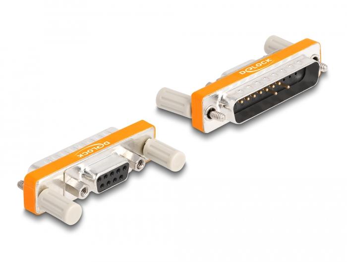 Delock Adapter D-Sub 9-pins female met moeren naar D-Sub 25-pins male met - Delock