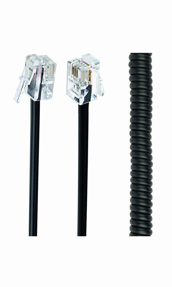 Telefoon spiraalkabel 4P4C/RJ10 zwart 2 meter - CableXpert