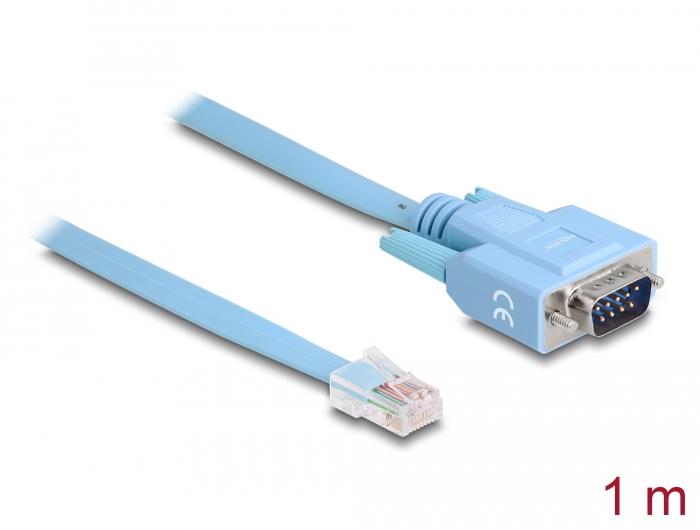Delock Adapter RS-232 DB9 Stekker naar 1 x Seriële RS-232 RJ45 Stekker 1 m